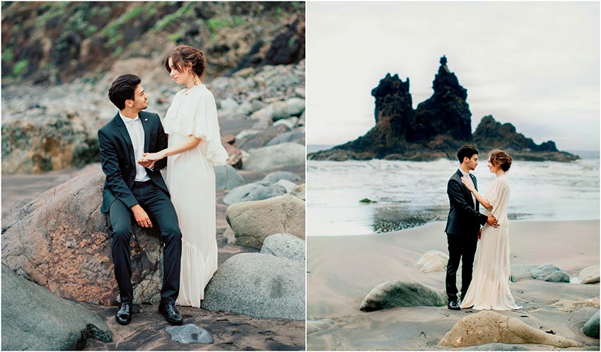 Wedding in volcanic beach